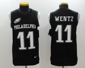 philadelphia eagles 11 carson wentz football jersey vest legend black