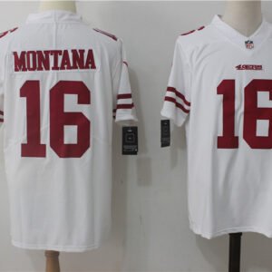 san francisco 49ers 16 joe montana football jersey legend white (copy)