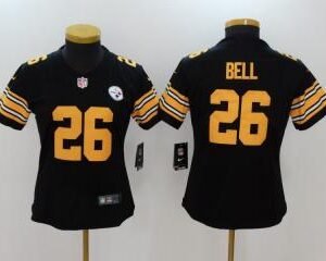 women pittsburgh steelers 26 leveon bell football jersey legend black
