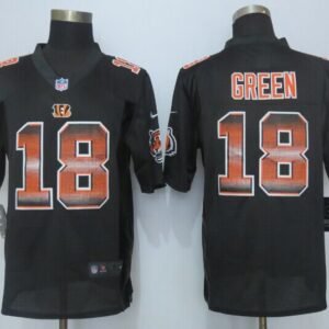 cincinnati bengals 18 a.j. green black strobe limited jersey